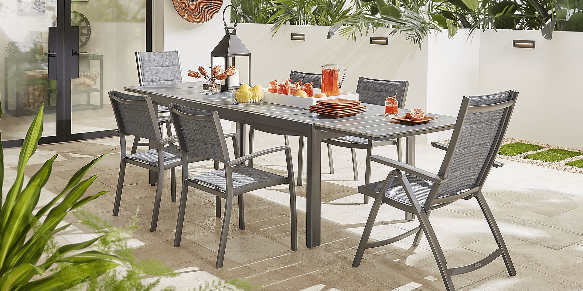 Ocean Tide Gray 9 Pc Outdoor Dining Set with Extension Table - Image 1