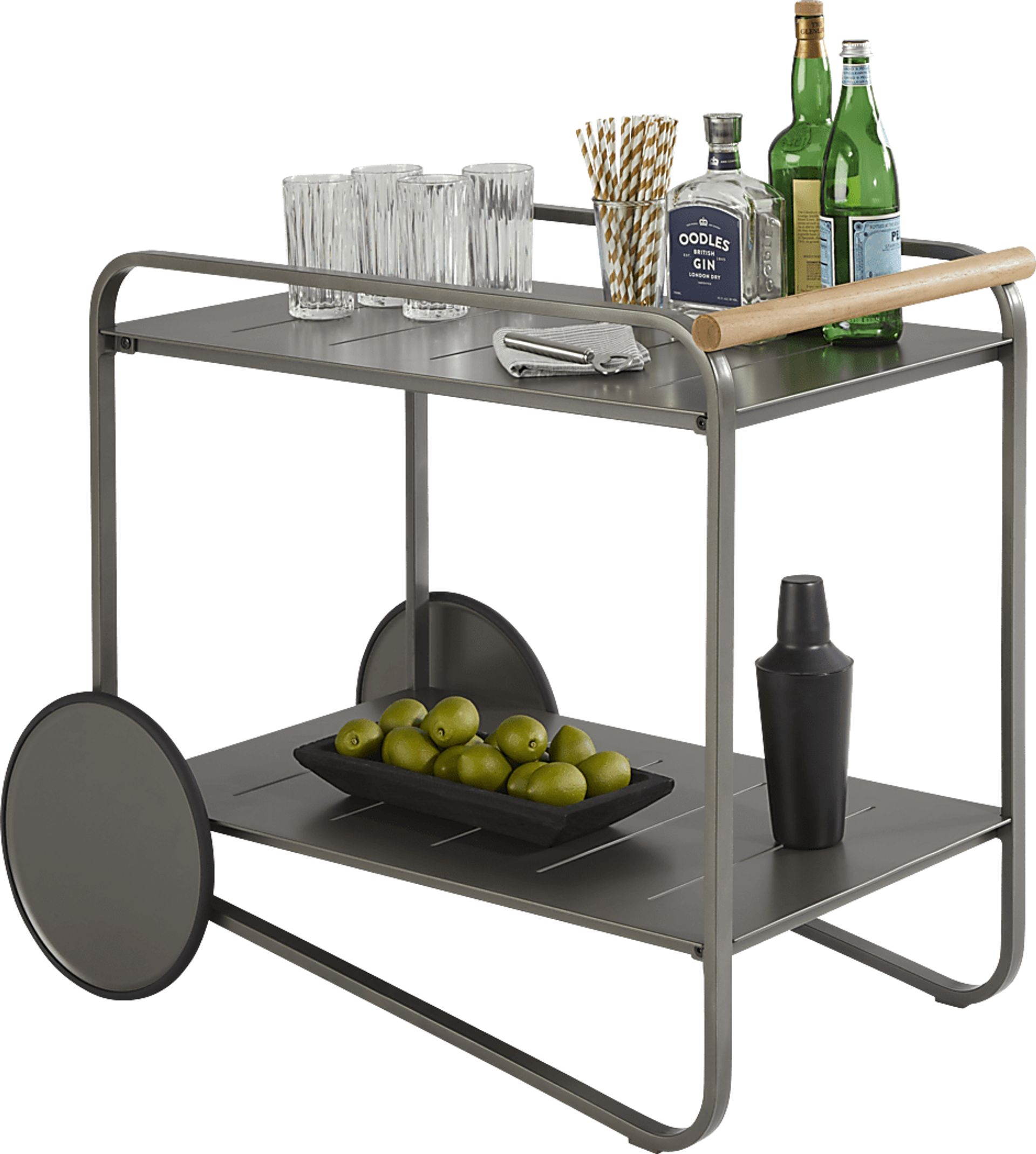 Ocean Tide Gray Outdoor Bar Cart - Image 2