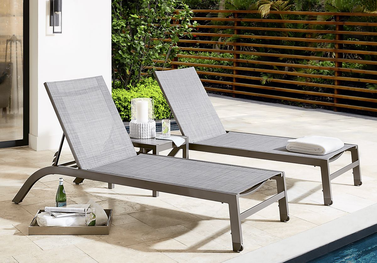 Ocean Tide 2 Pc Gray Aluminum Outdoor Set Of Chaises | Rooms to Go