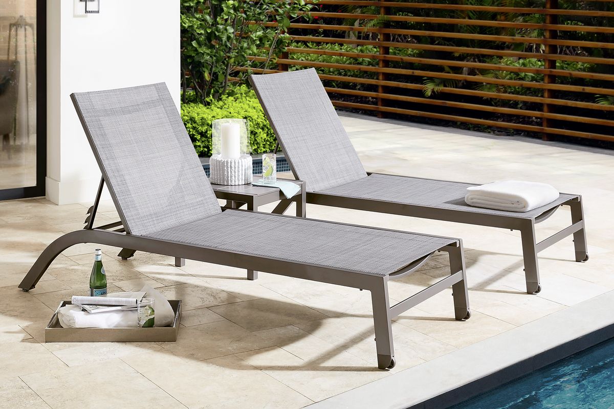 Ocean Tide 2 Pc Gray Aluminum Outdoor Set Of Chaises | Rooms to Go