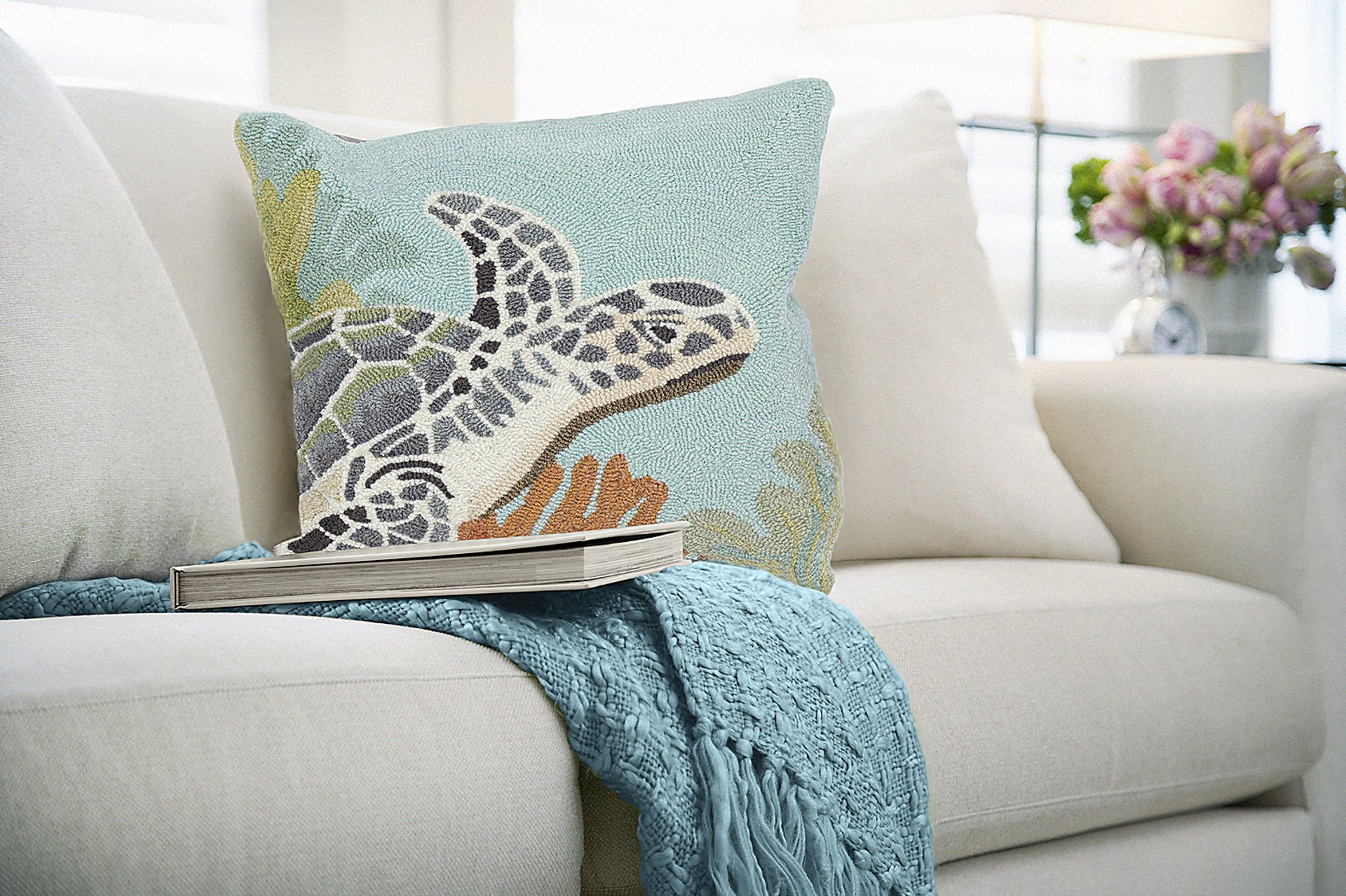 Oceanfront Blue Indoor/Outdoor Accent Pillow - Image 2