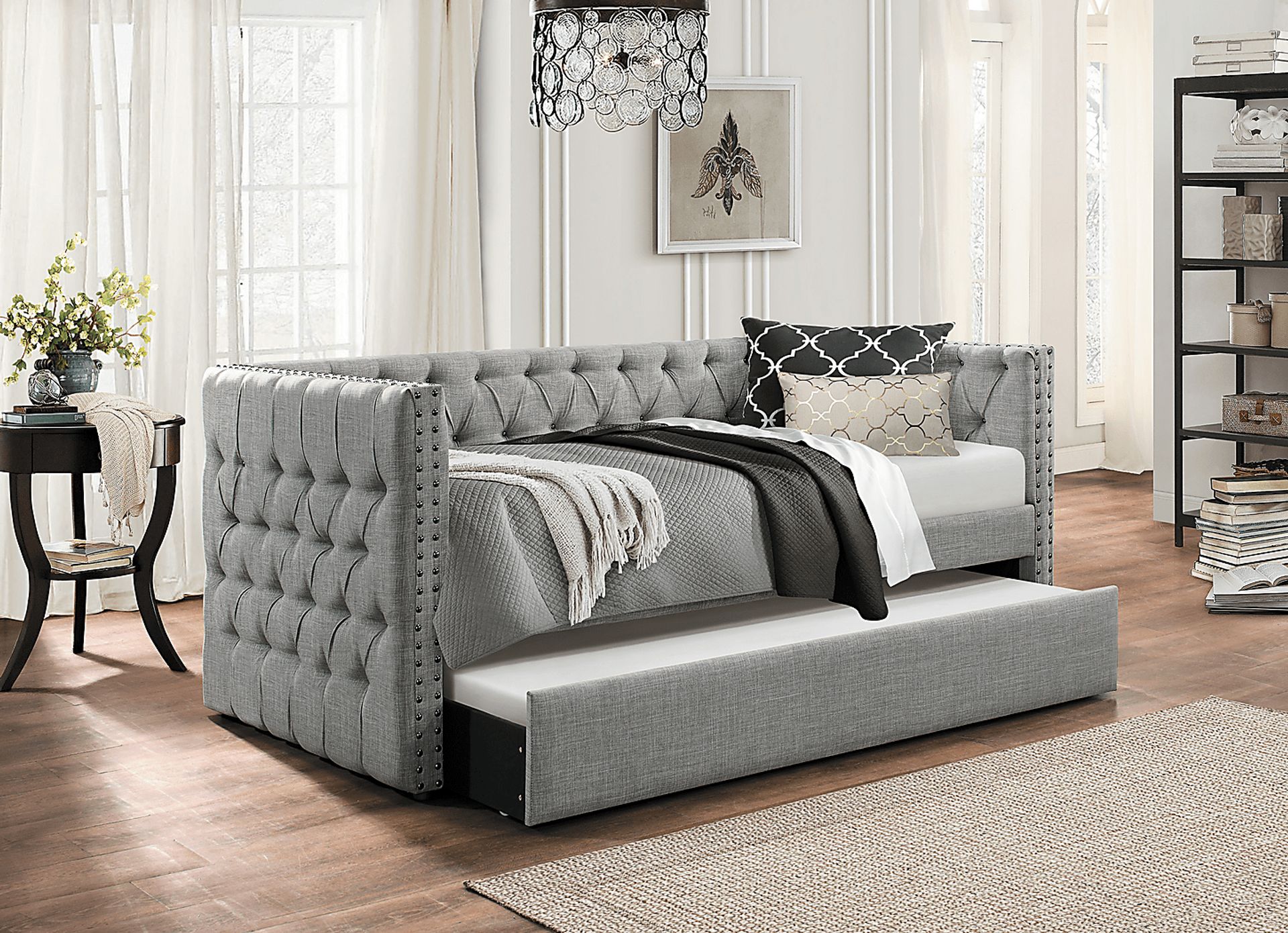 Oddette Gray Daybed with Trundle - Image 3