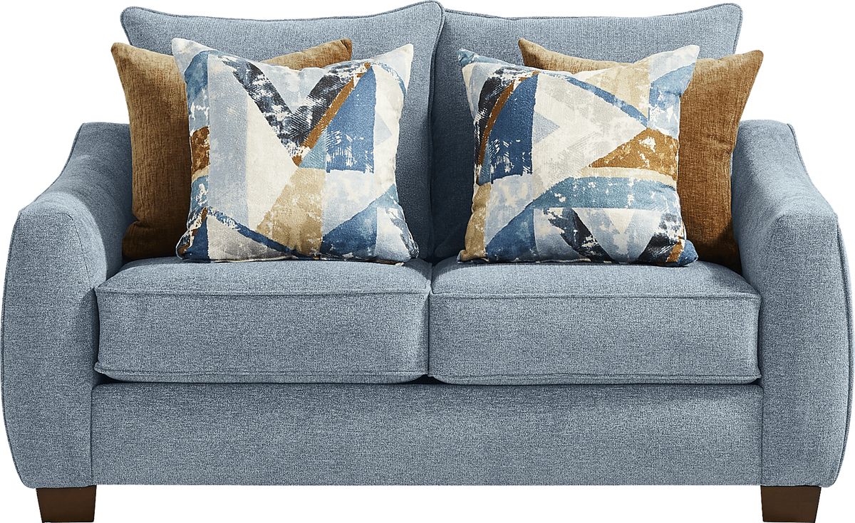 Odette Denim Blue Chenille Fabric Loveseat | Rooms to Go