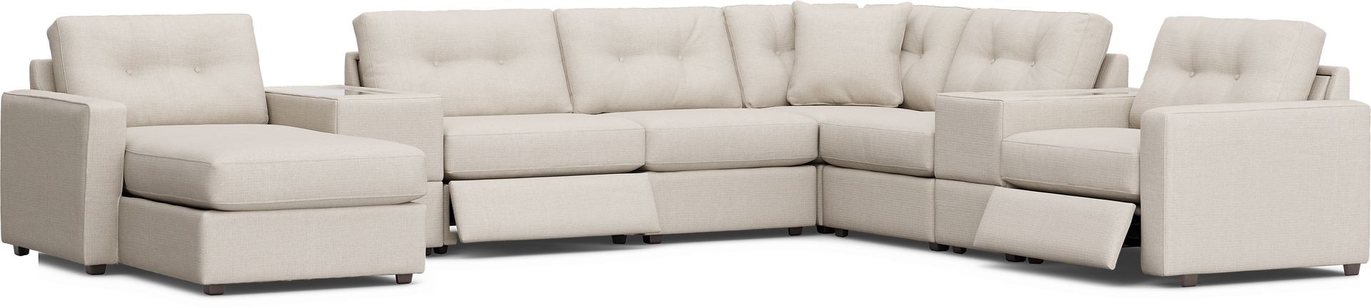 Off-White 8 Pc Power Reclining ModularOne with Media Consoles - Image 1