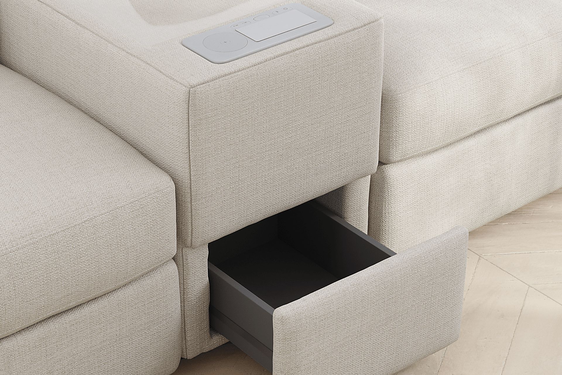 Off-White 8 Pc Power Reclining ModularOne with Media Consoles - Image 6