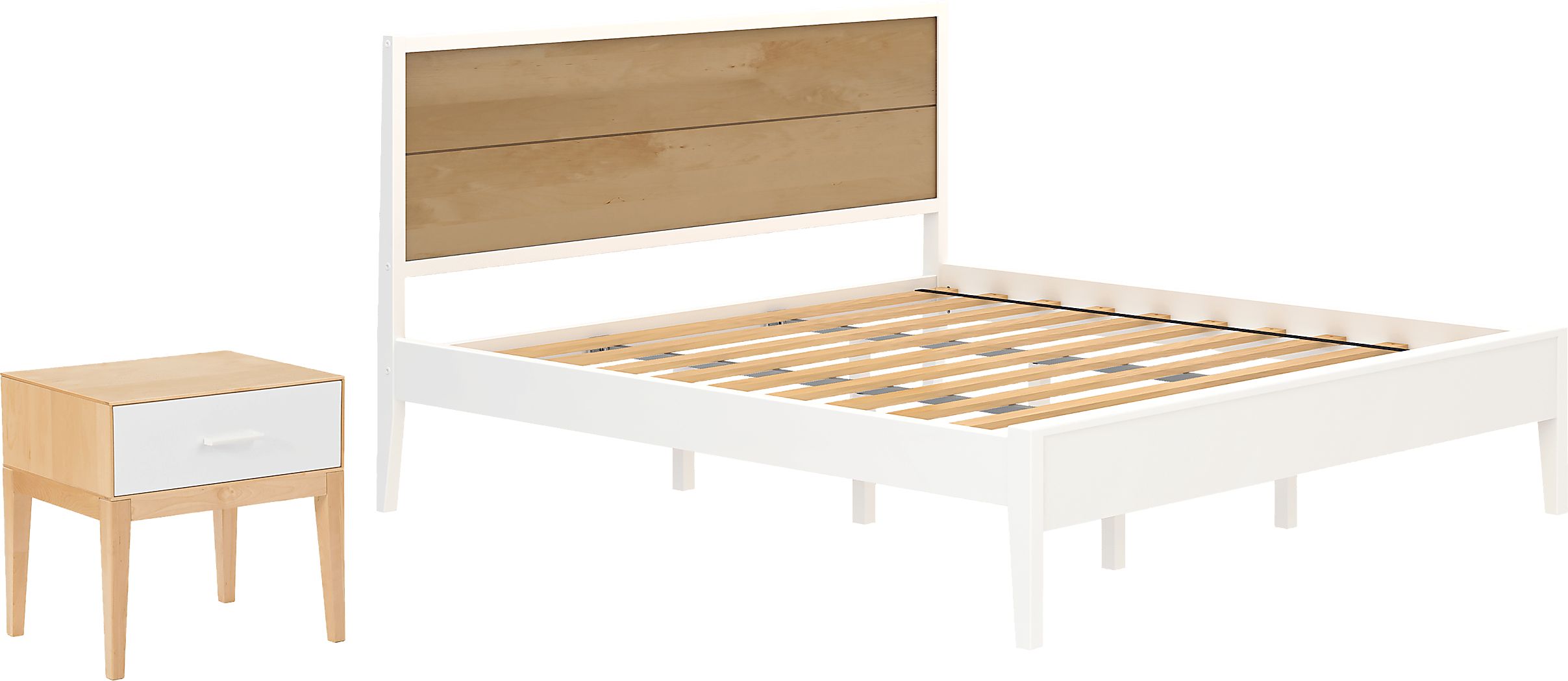 Ogallah White Natural King Bed & Nightstands, Set of 3