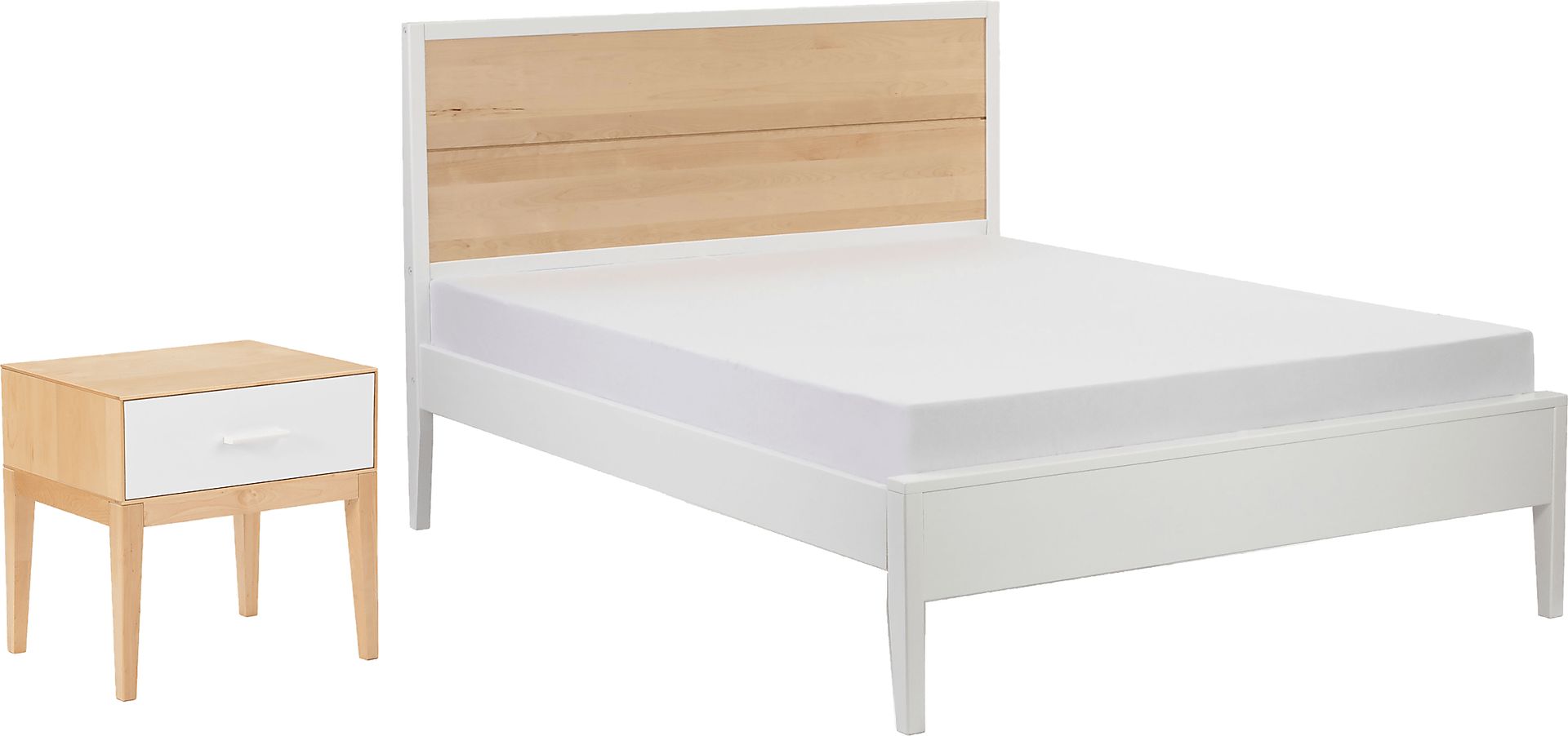 Ogallah White Natural Queen Bed & Nightstands, Set of 3 - Image 1
