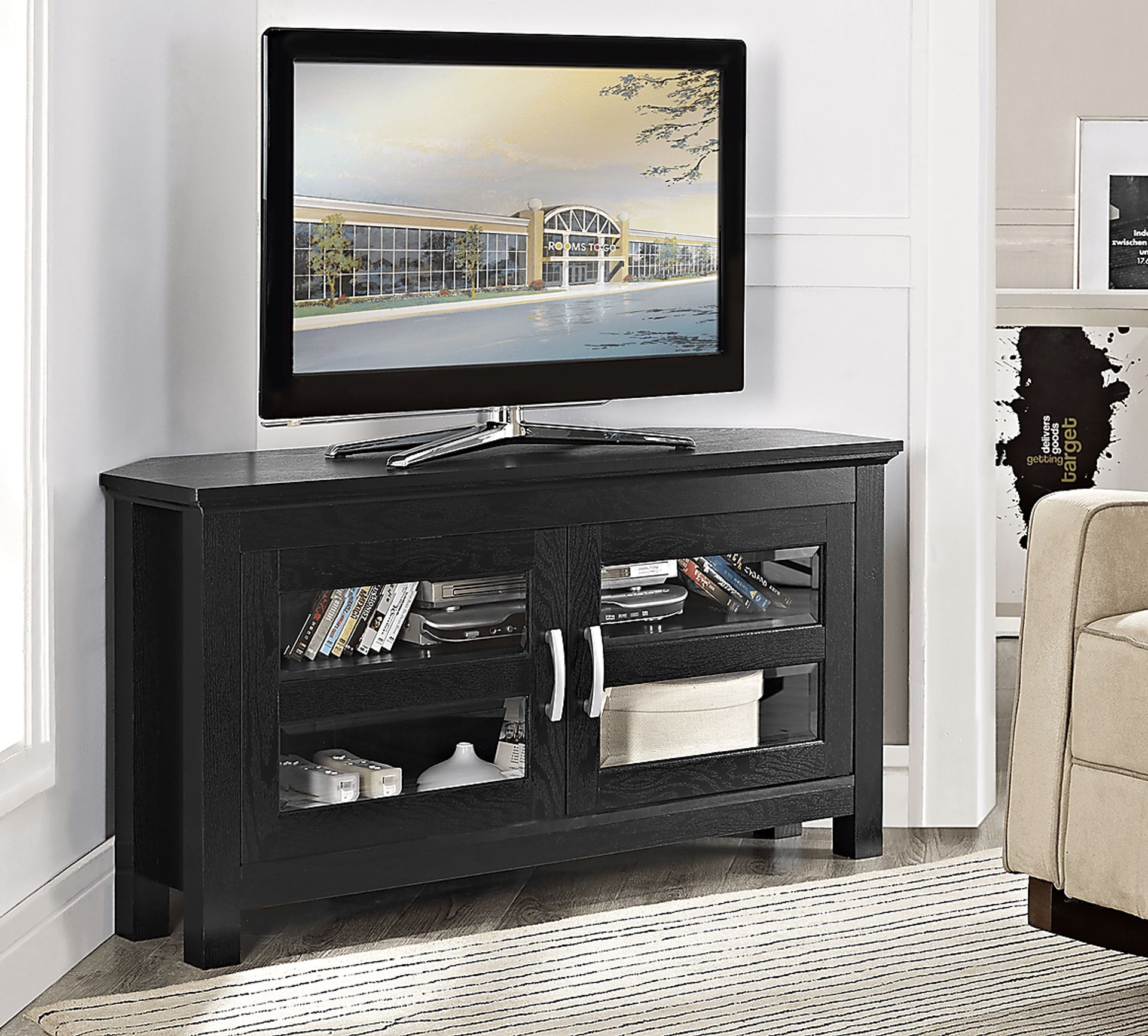 Ogden Black 44 in. Corner Console - Image 4