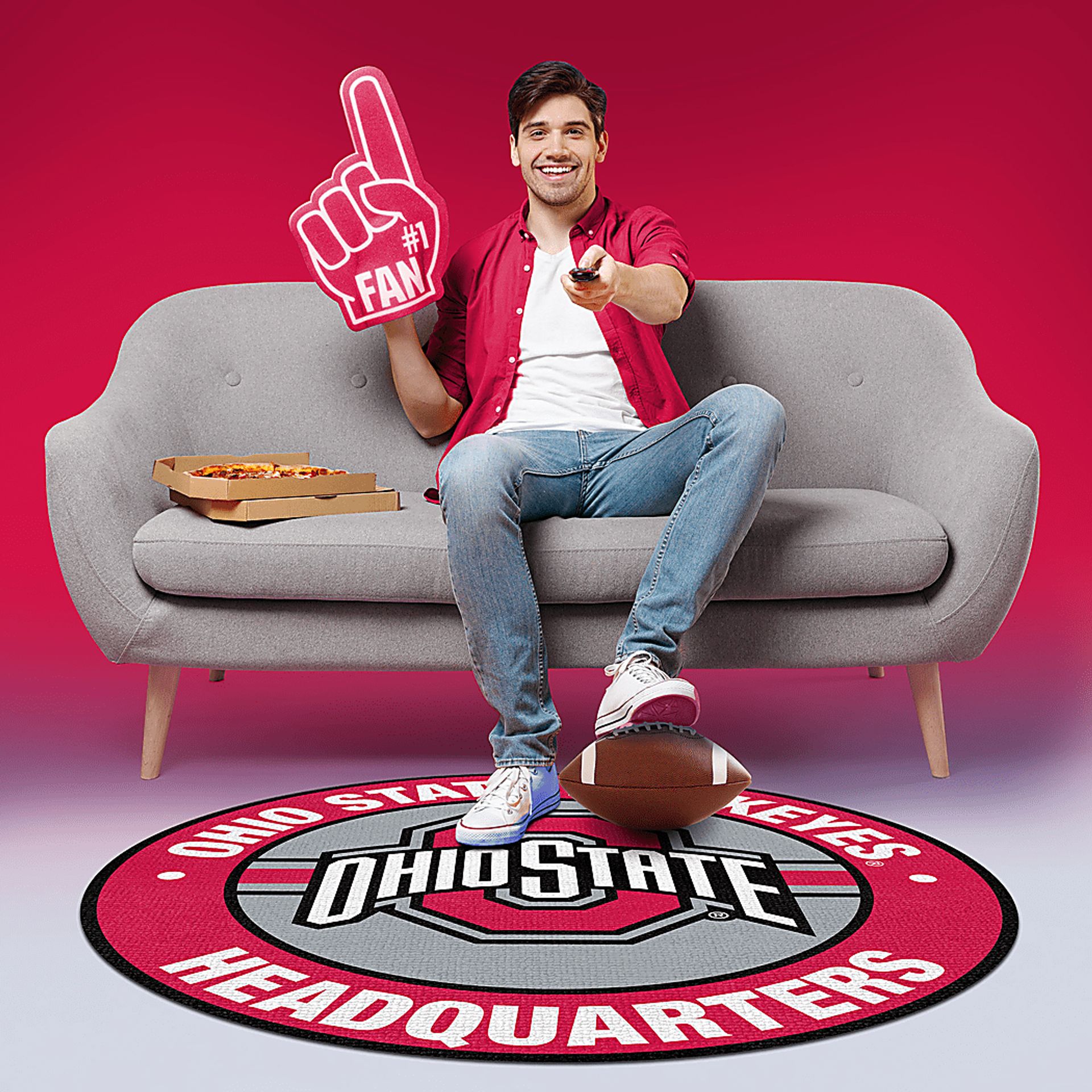 Ohio State Red 5' Headquarters Rug - Image 3