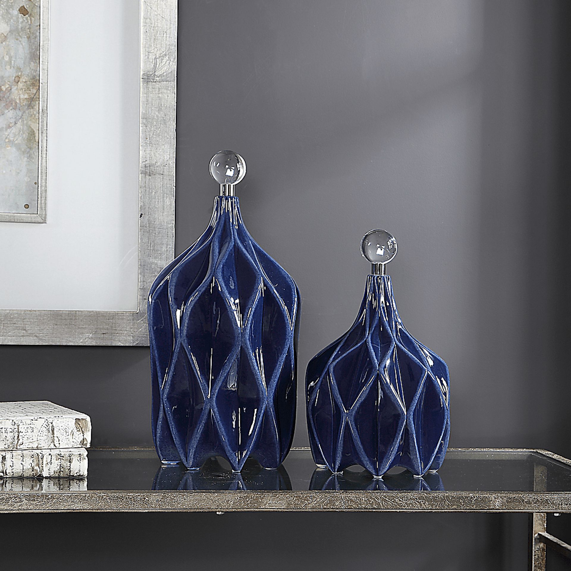 Oisha Blue Decor Bottle, Set of 2 - Image 4