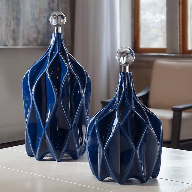 Oisha Blue Decor Bottle, Set of 2 - Thumbnail - Image 5