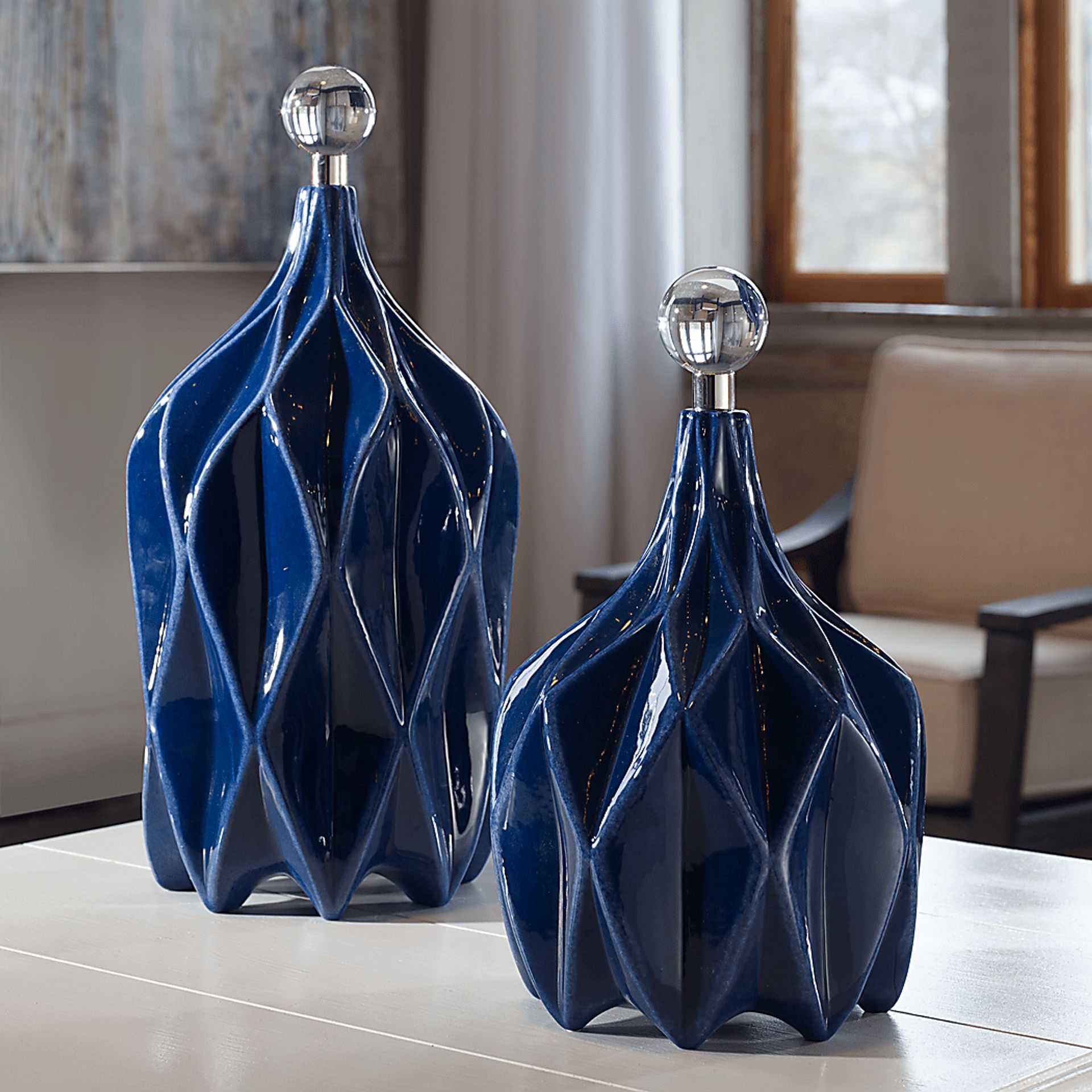 Oisha Blue Decor Bottle, Set of 2 - Image 5