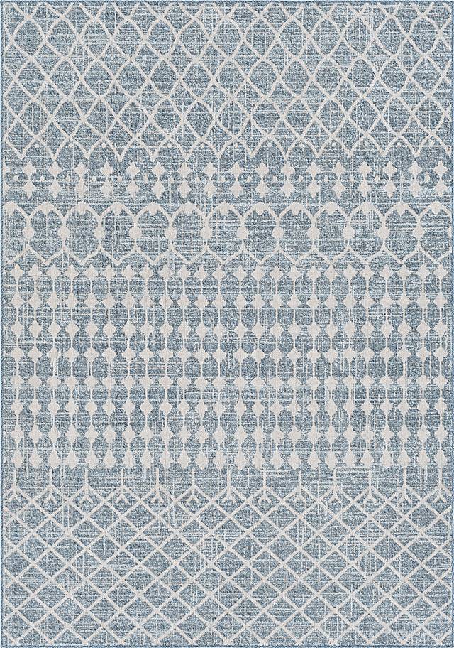 Oistins Bay Dark Blue 7'10 x 10'2 Indoor/Outdoor Rug - Thumbnail - Image 1