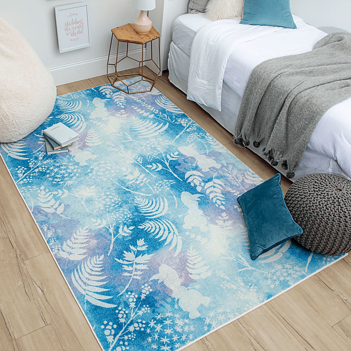 Disney Olaf'S Watercolor Blue,Purple,White Blue,Red,White Rug | Rooms to Go