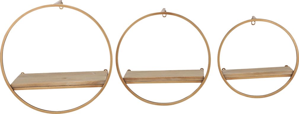 Olearry Bronze Wall Shelf, Set of 3