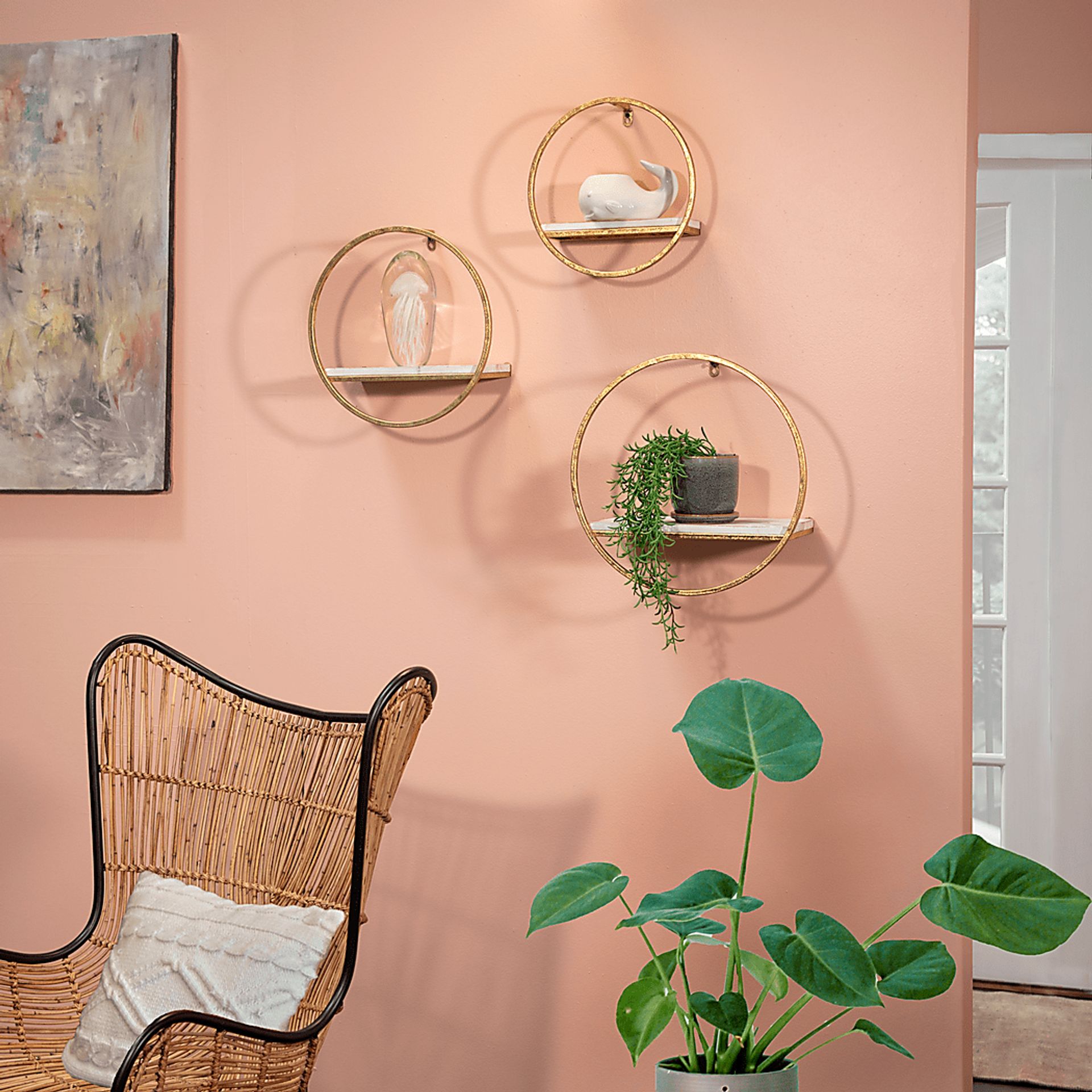 Olearry Gold Wall Shelf, Set of 3 - Image 2