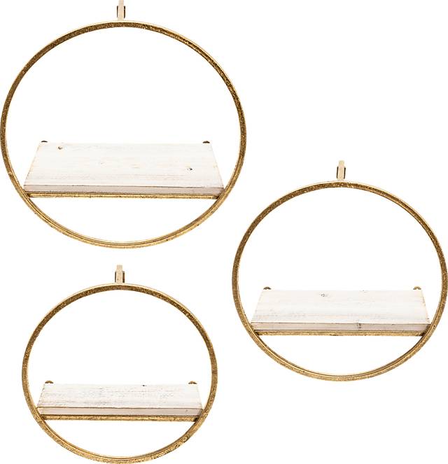 Olearry Gold Wall Shelf, Set of 3 - Thumbnail - Image 1