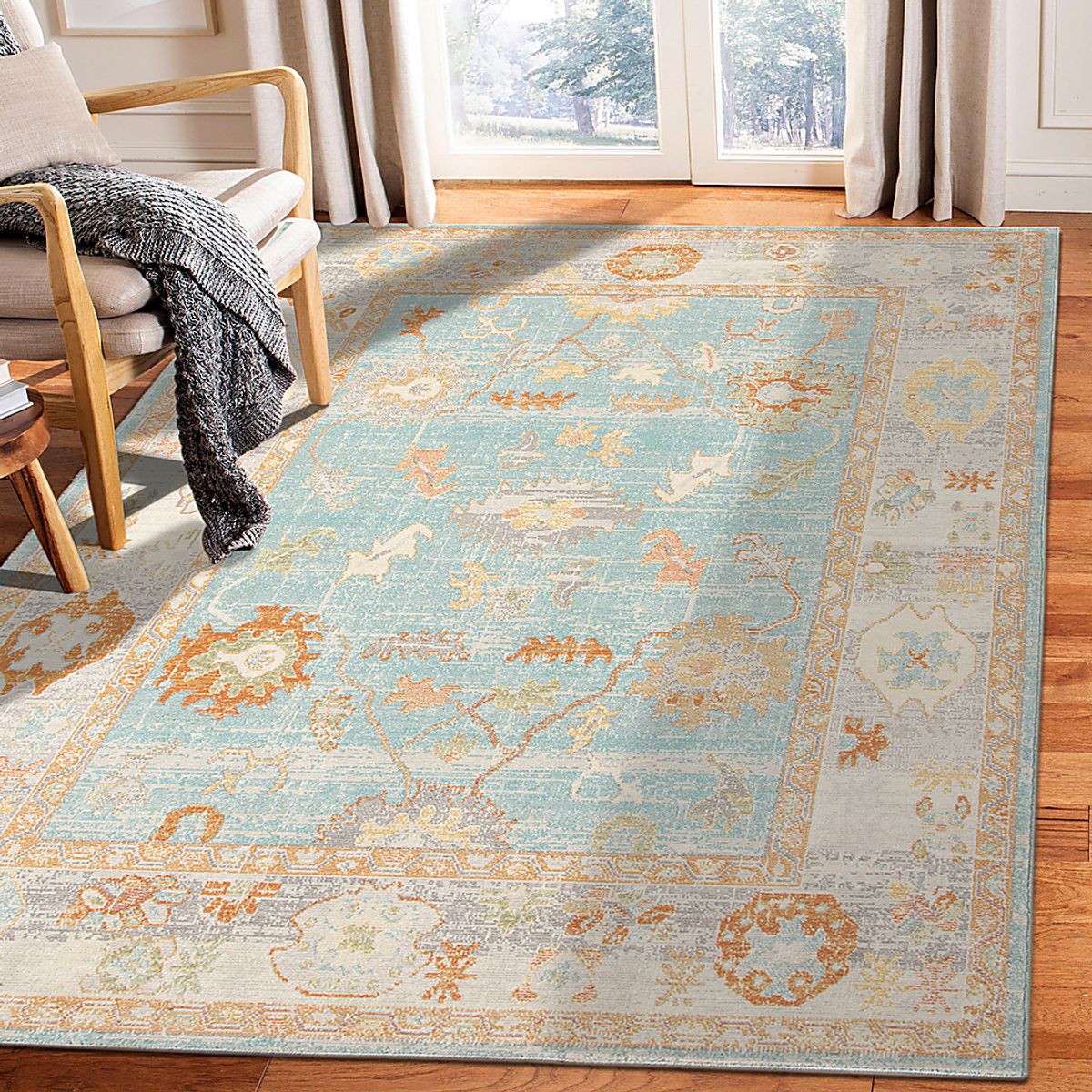 Olgia Aqua,Orange Blue,Orange,Red Rugs | Rooms to Go