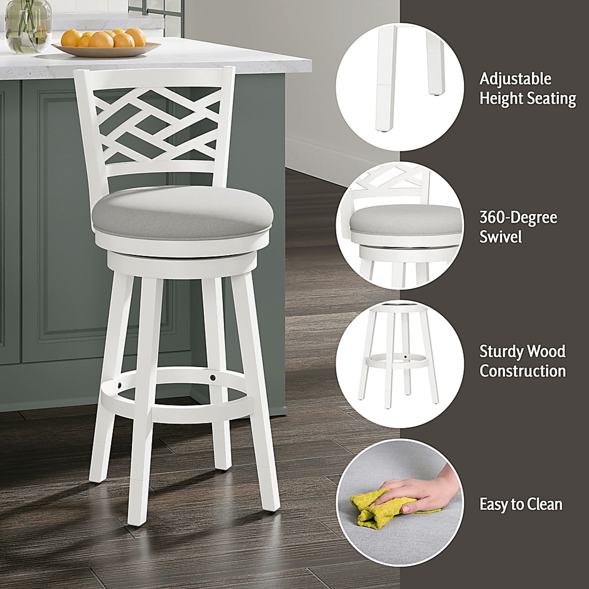 Oliatos White Adjustable Stool - Image 25