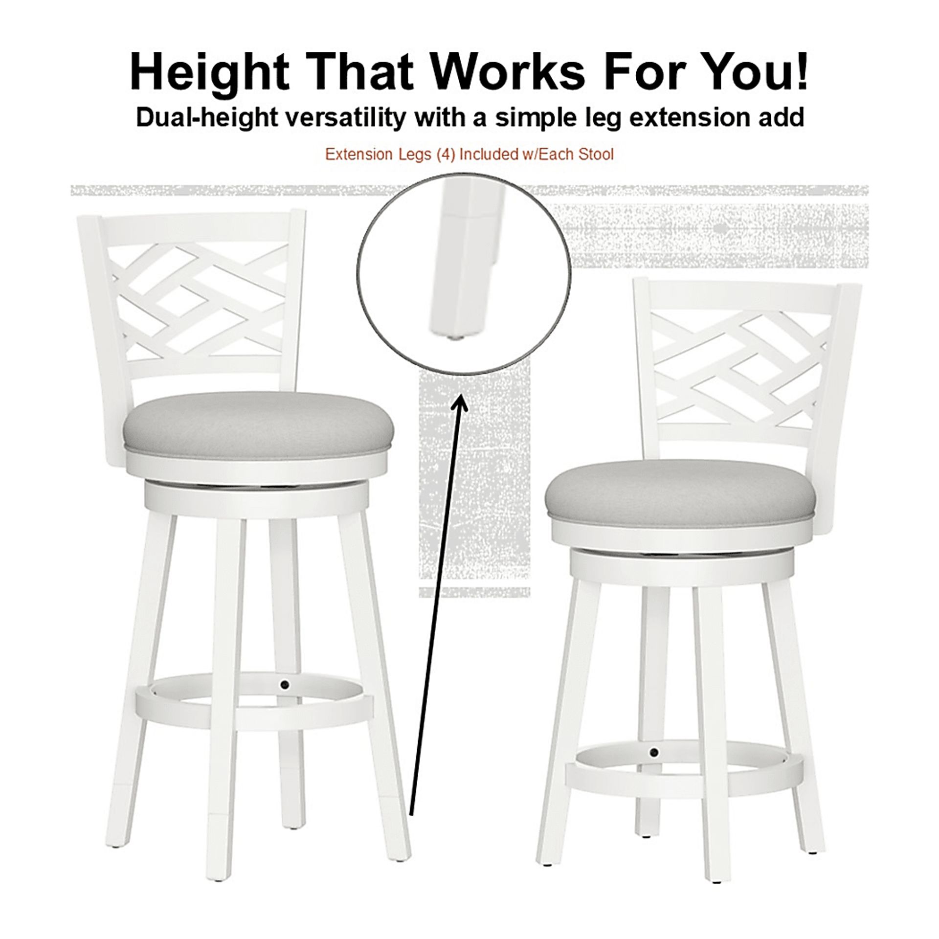 Oliatos White Adjustable Stool - Image 26