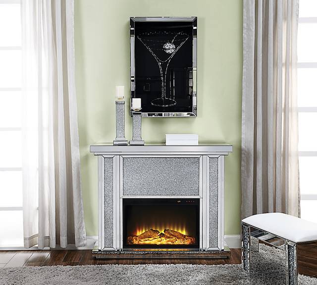 Olinger Silver 47 in. Console, With Electric Fireplace - Thumbnail - Image 2