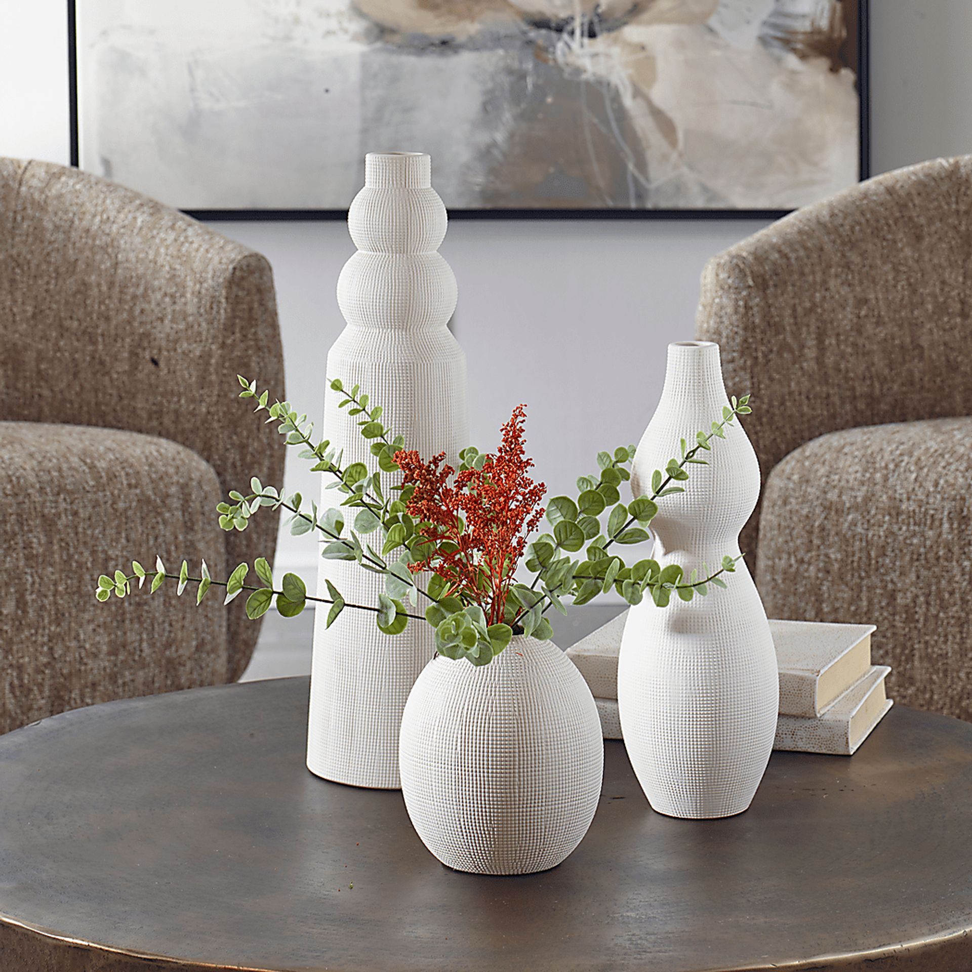 Olisa White Vase, Set of 3 - Image 3