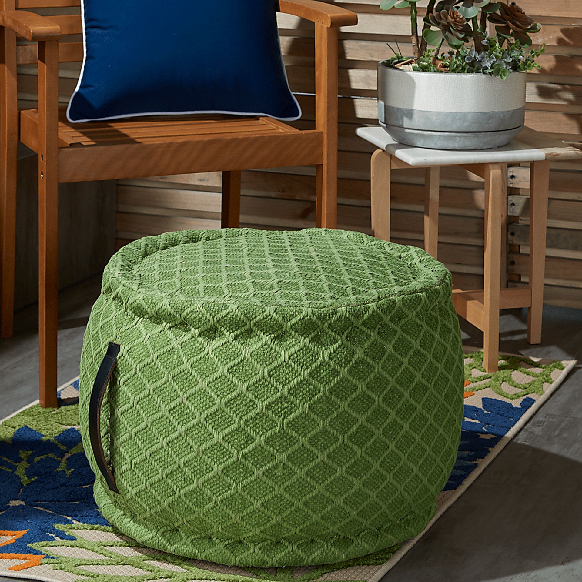 Olive Barrel Basil Pouf - Image 2