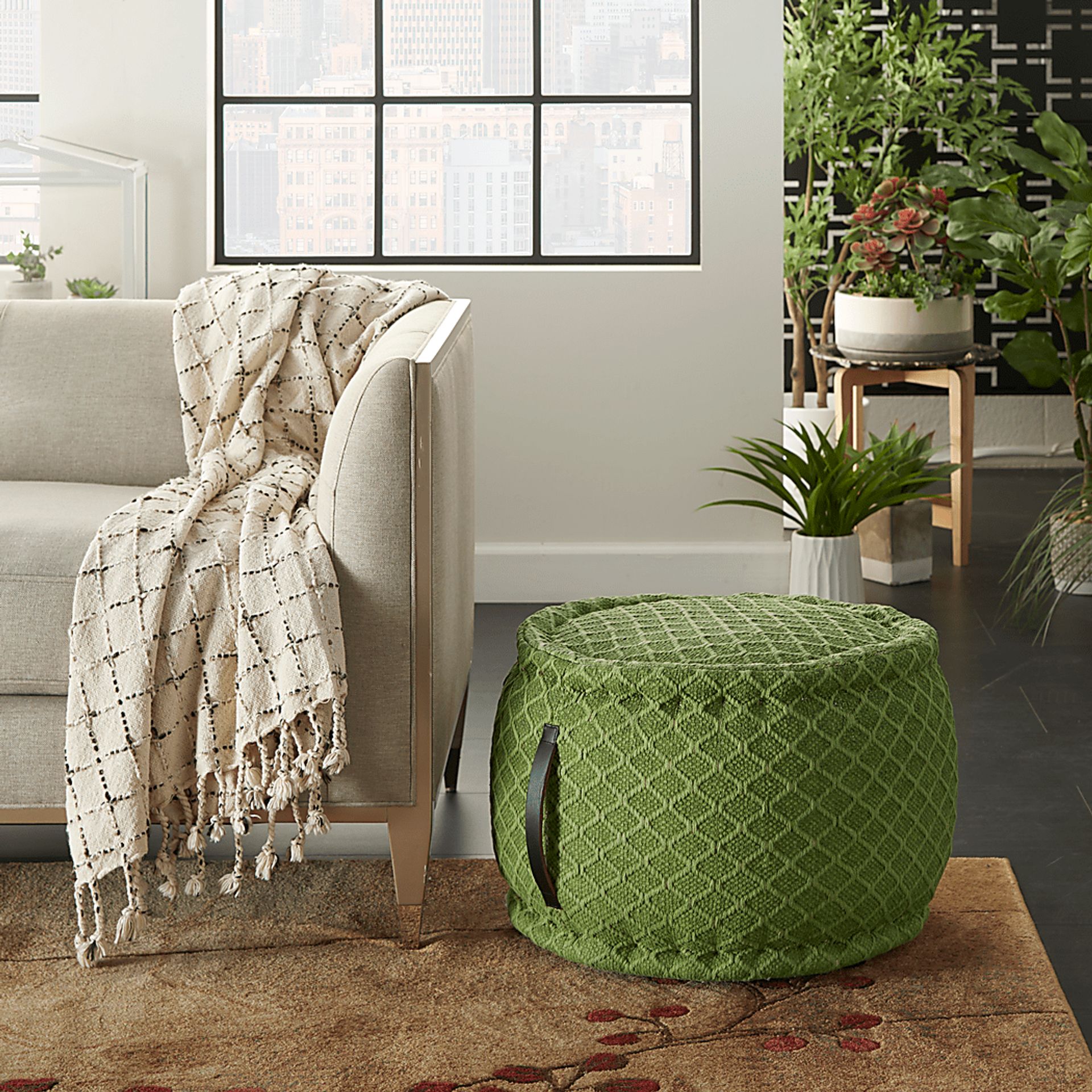 Olive Barrel Basil Pouf - Image 3