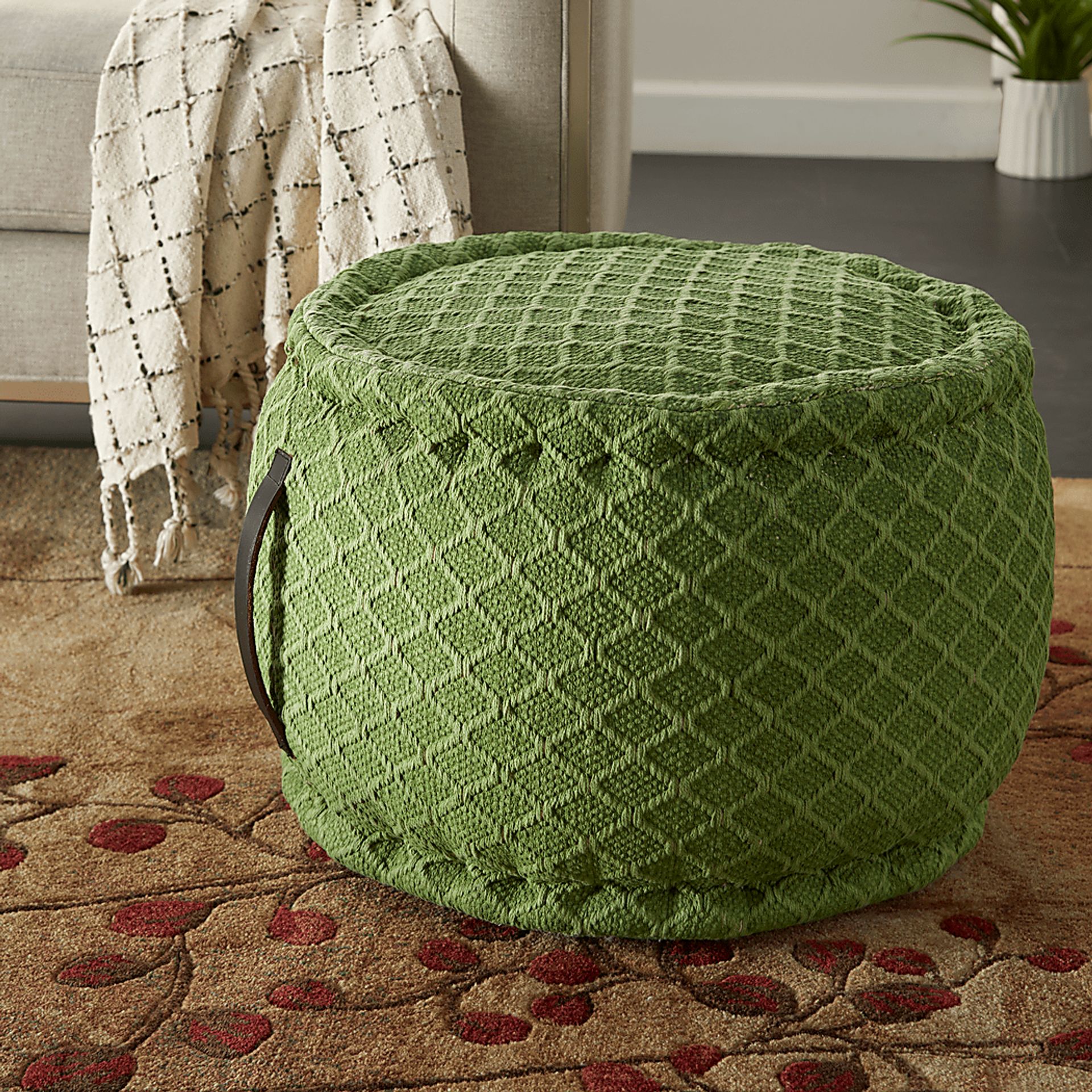Olive Barrel Basil Pouf - Image 4