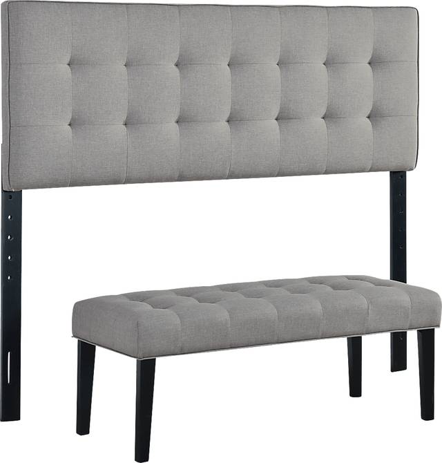 Olivenhain Gray Queen Headboard and Bench - Thumbnail - Image 2