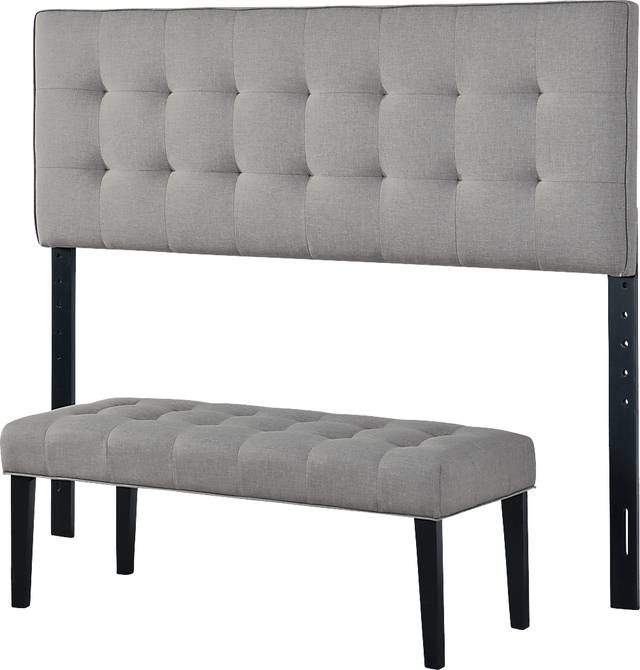 Olivenhain Gray Queen Headboard and Bench - Thumbnail - Image 3