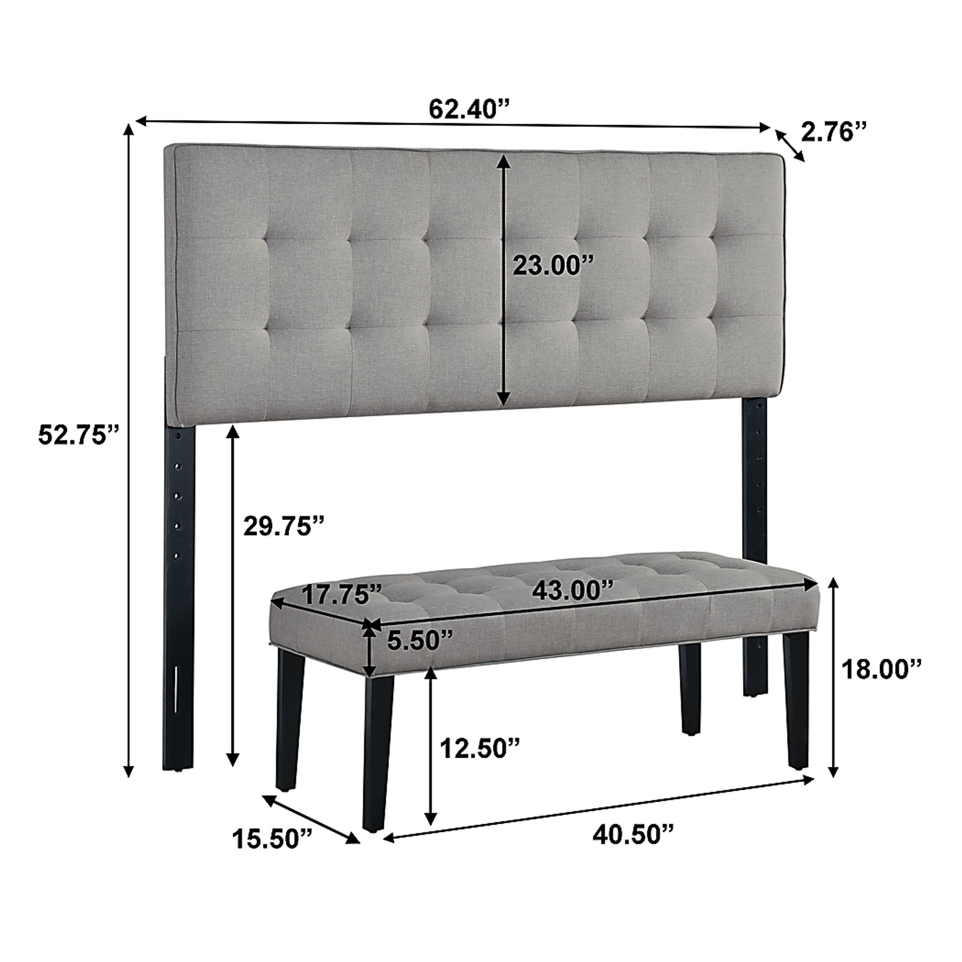 Olivenhain Gray Queen Headboard and Bench - Image 9