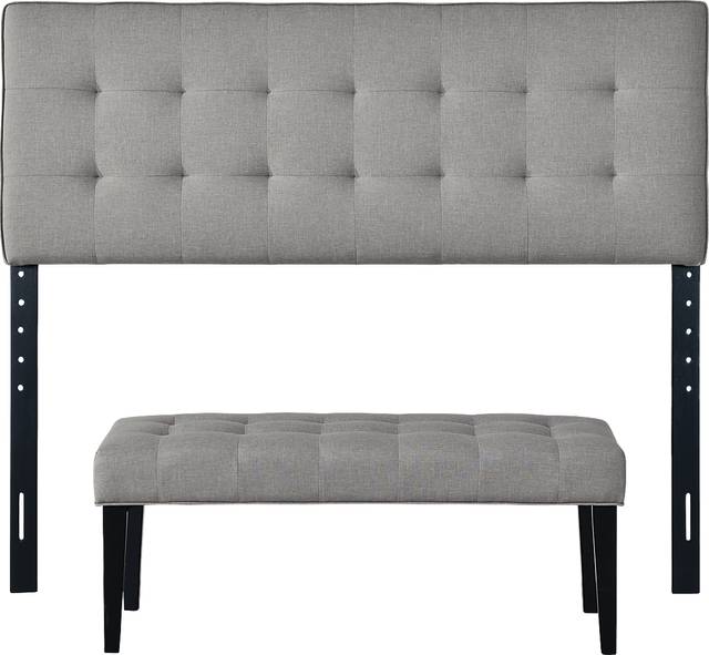 Olivenhain Gray Queen Headboard and Bench - Thumbnail - Image 1