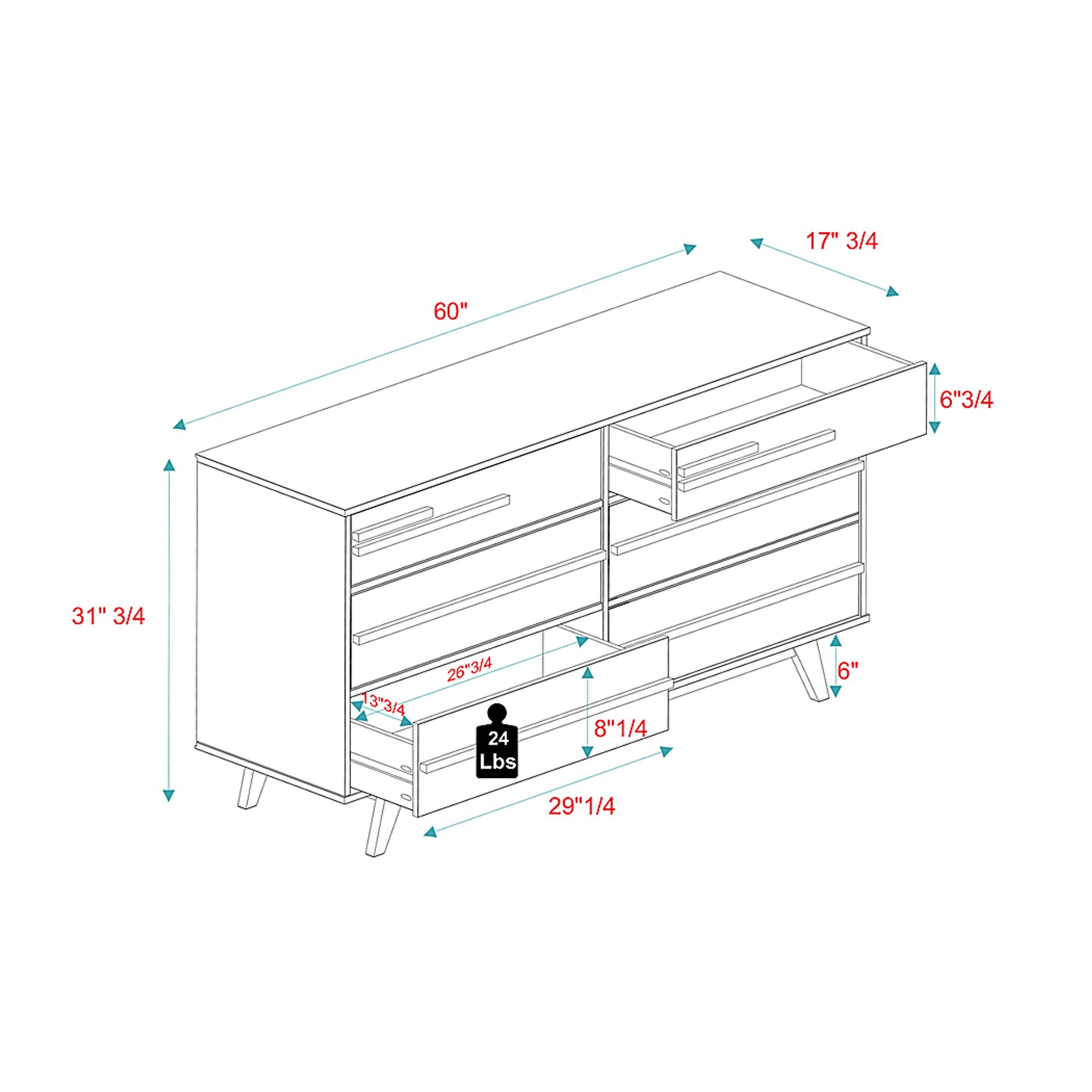 Omerea Walnut Dresser - Image 6