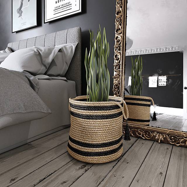 Omylia Tan/Black 17 in. Basket - Thumbnail - Image 2