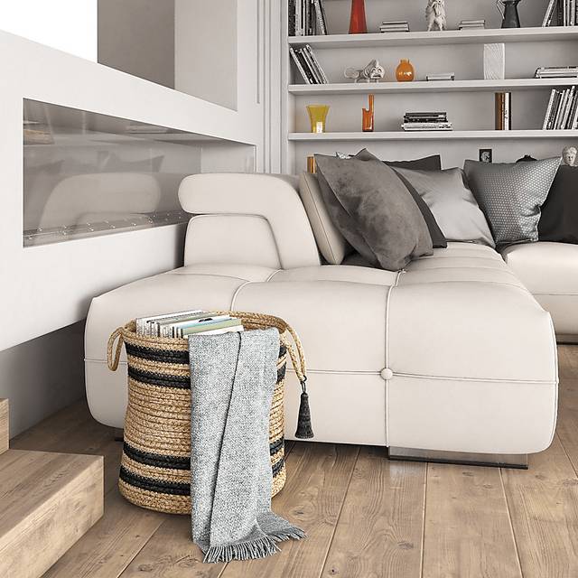 Omylia Tan/Black 17 in. Basket - Thumbnail - Image 3