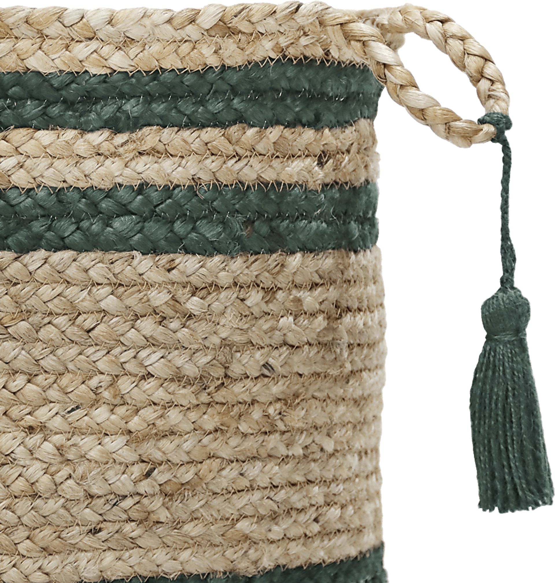 Omylia Tan/Green 17 in. Basket - Image 6