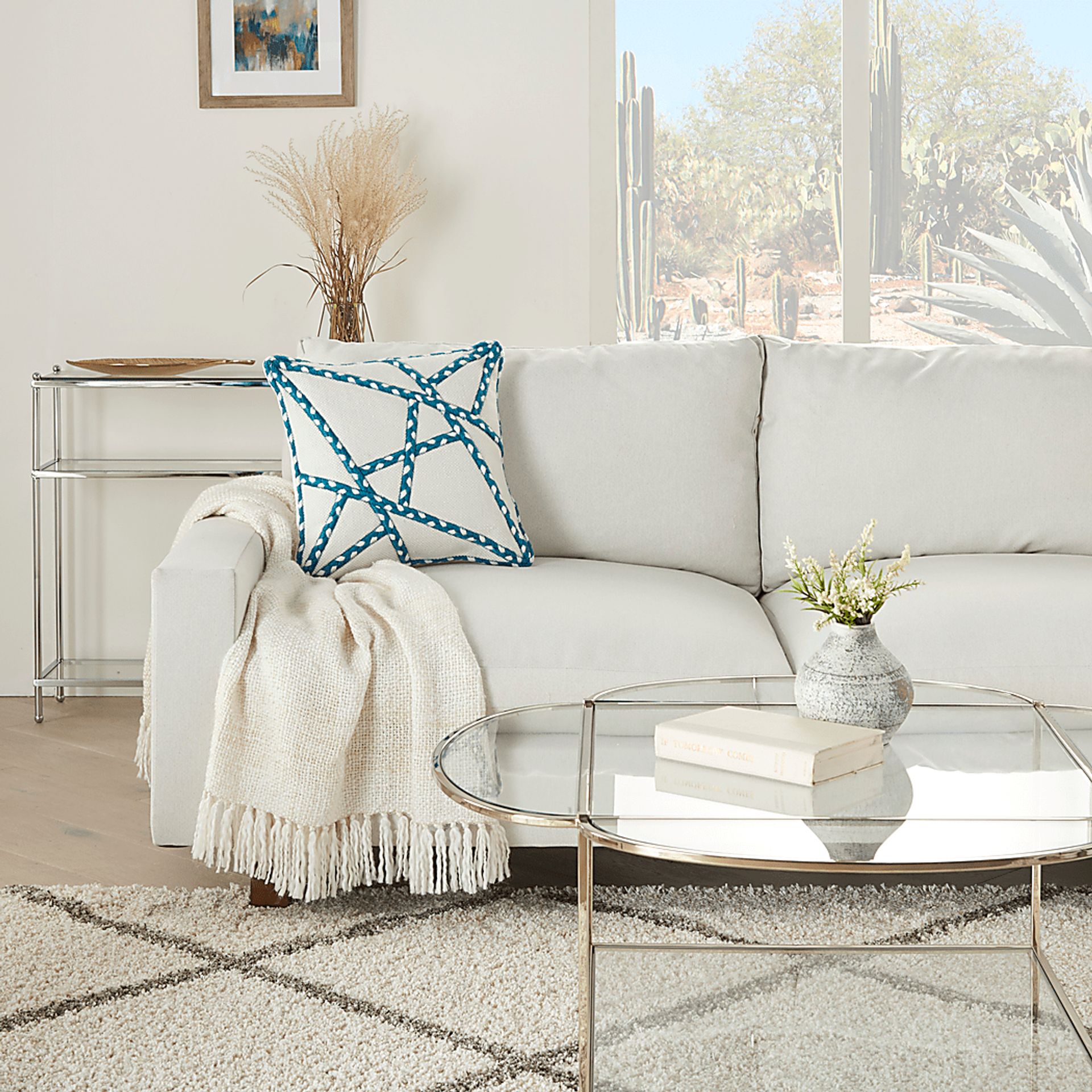 Onas Turquoise Indoor/Outdoor Accent Pillow - Image 2