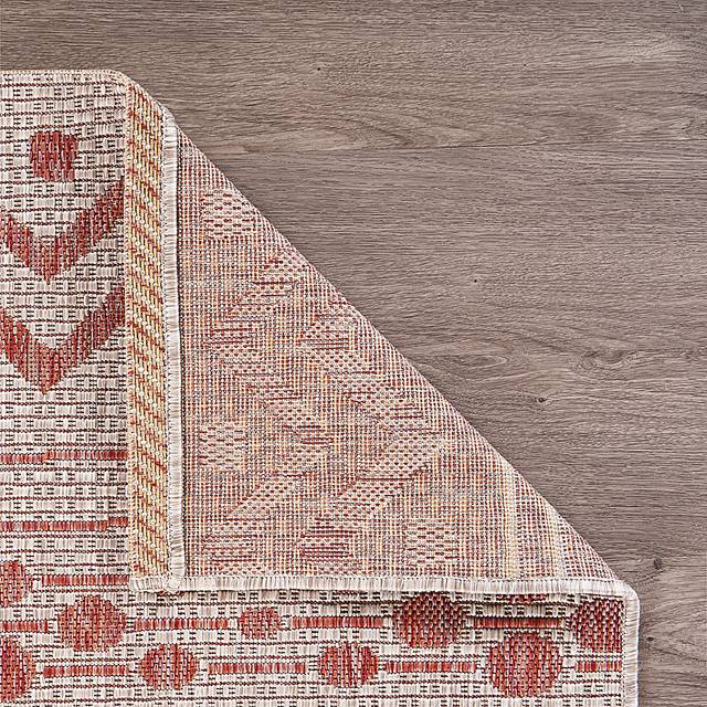 Onomis Beige/Red 5' x 8' Indoor/Outdoor Rug - Thumbnail - Image 4