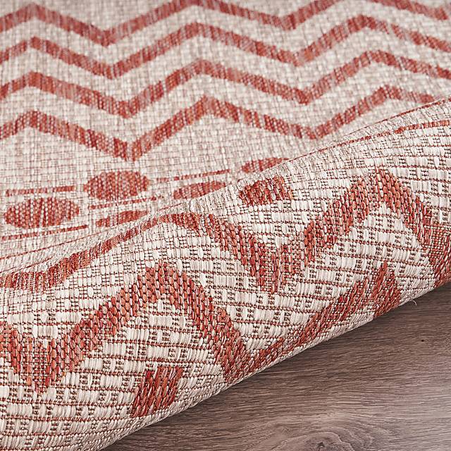 Onomis Beige/Red 5' x 8' Indoor/Outdoor Rug - Thumbnail - Image 6