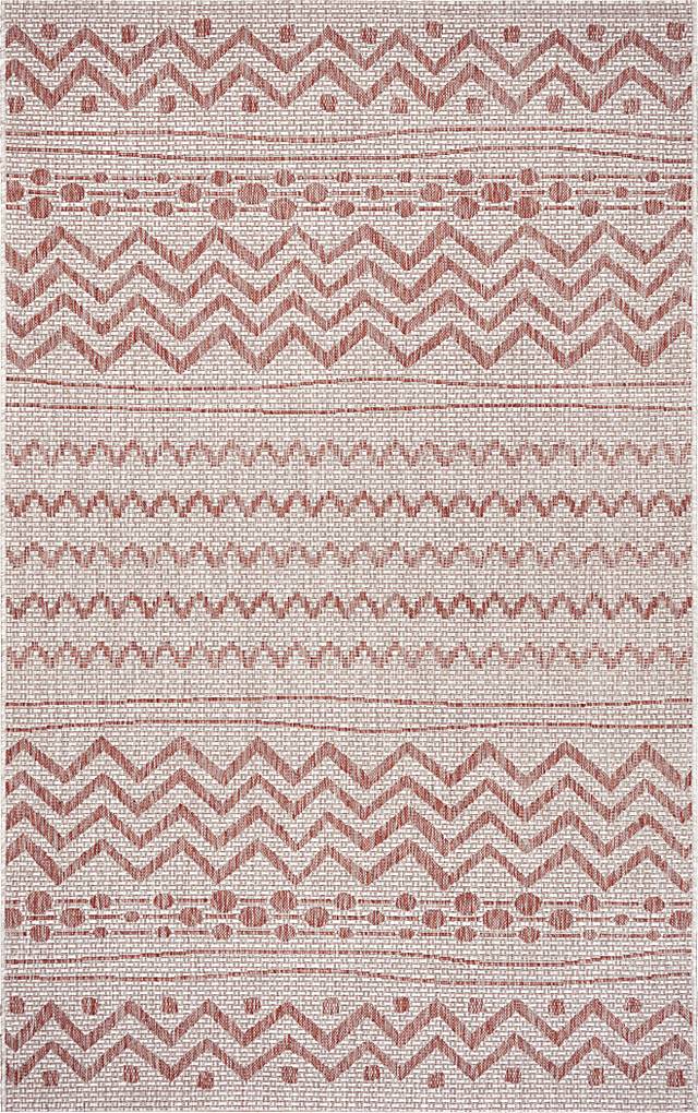 Onomis Beige/Red 5' x 8' Indoor/Outdoor Rug - Thumbnail - Image 1