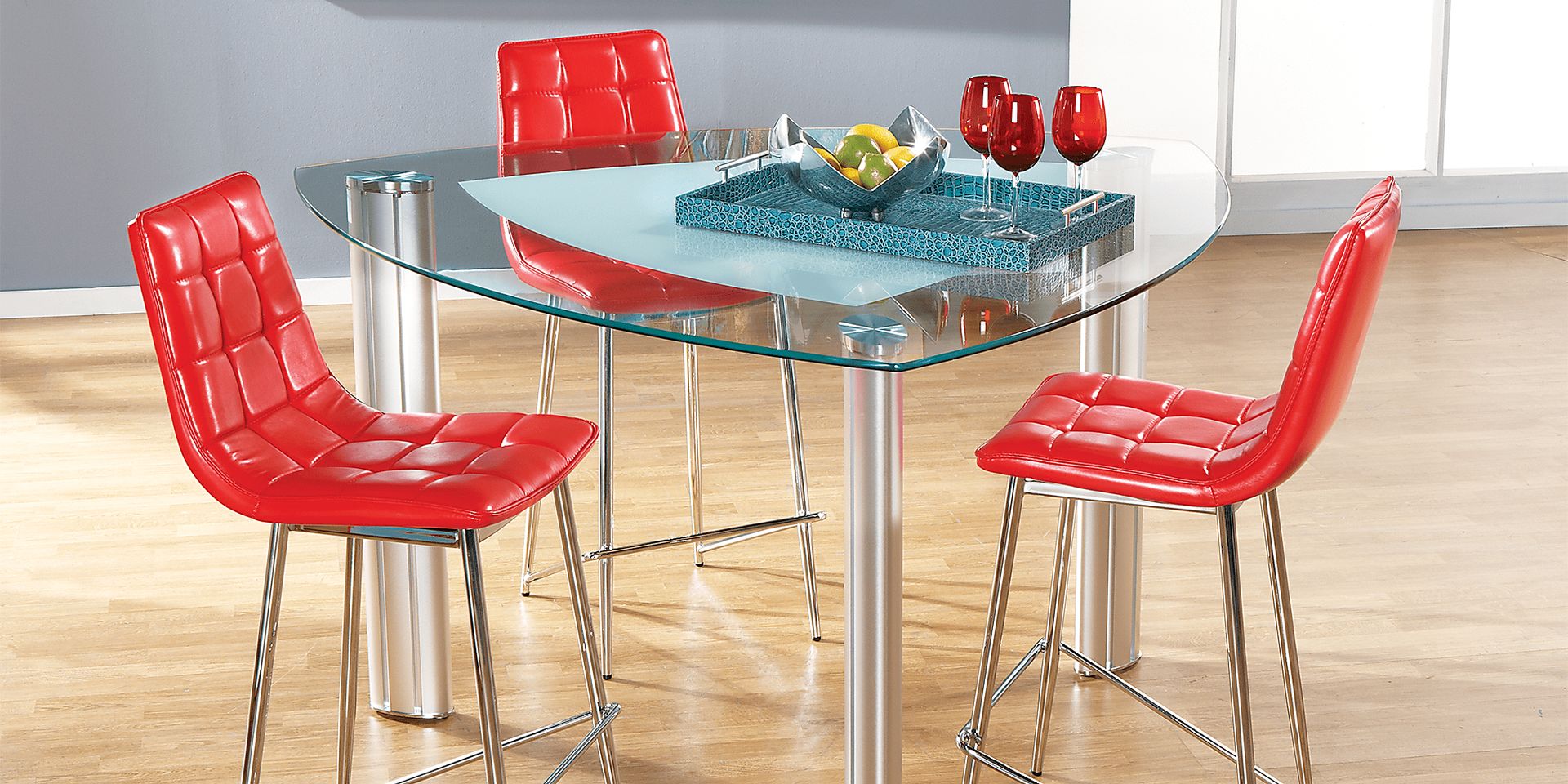 Onyx Chrome 4 Pc Counter Height Dining Set - Image 1
