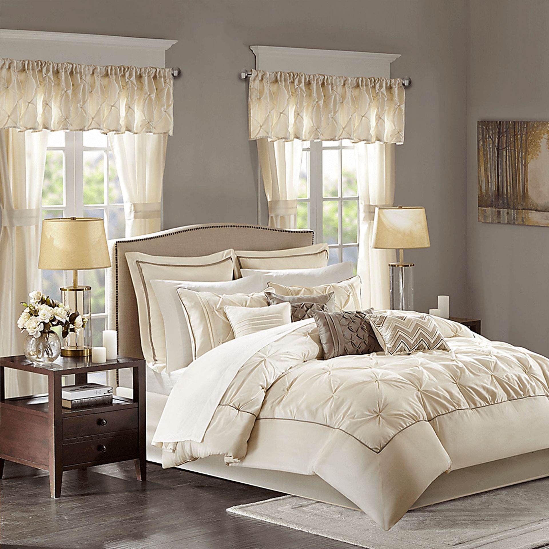 Opelusas Ivory 24 Pc King Bedding Set - Image 1