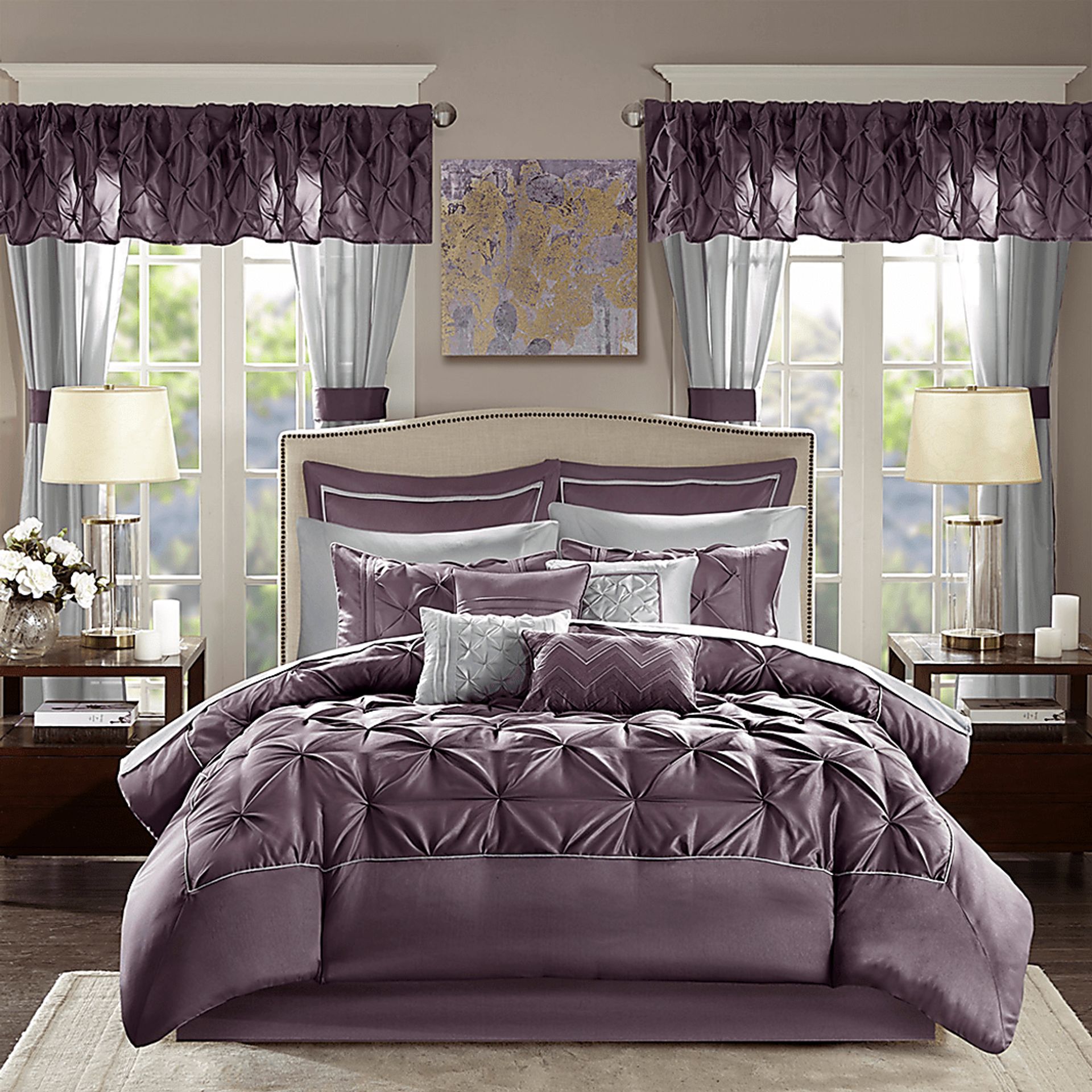 Opelusas Purple 24 Pc California King Bedding Set - Image 1