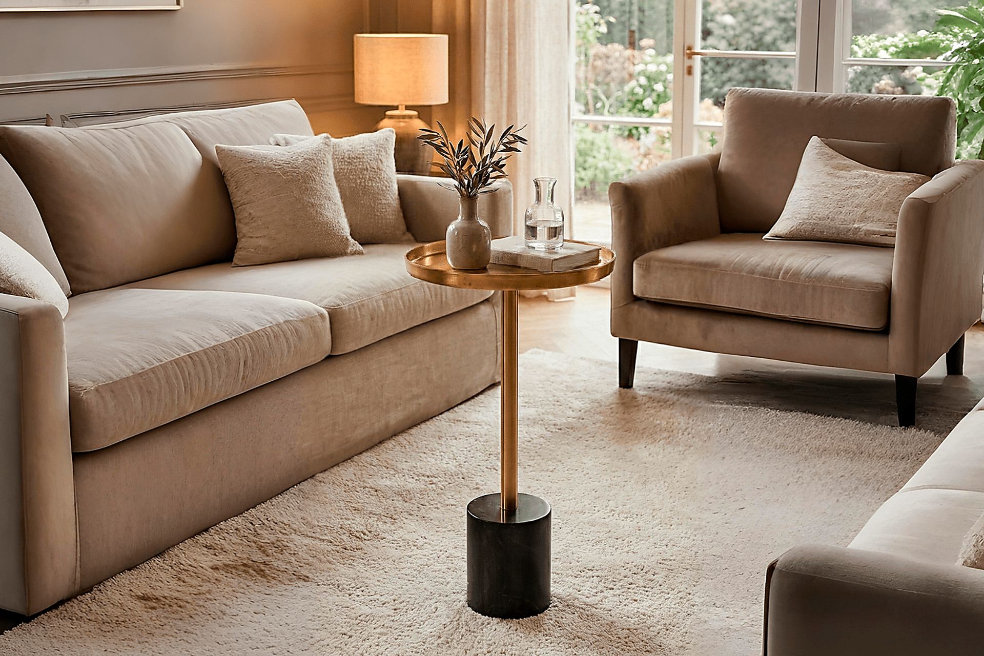 Orelia Gold Accent Table with Black Marble Base - Image 2