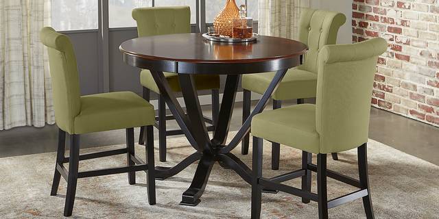 Orland Park Black 5 Pc Counter Height Dining Set with Green Stools - Thumbnail - Image 1