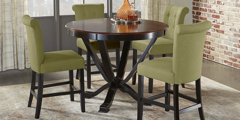 Orland Park Black 5 Pc Counter Height Dining Set with Green Stools