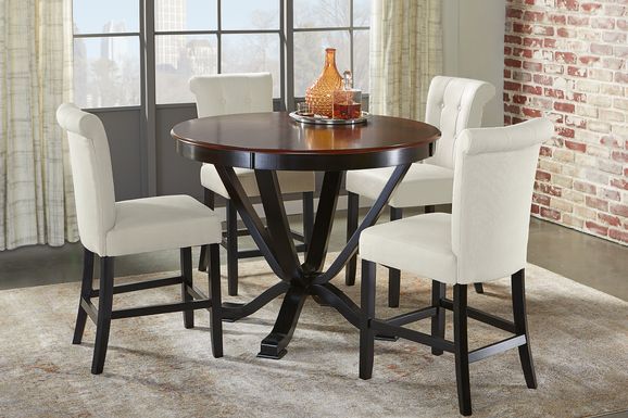 Orland Park Black 5 Pc Counter Height Dining Set with White Stools