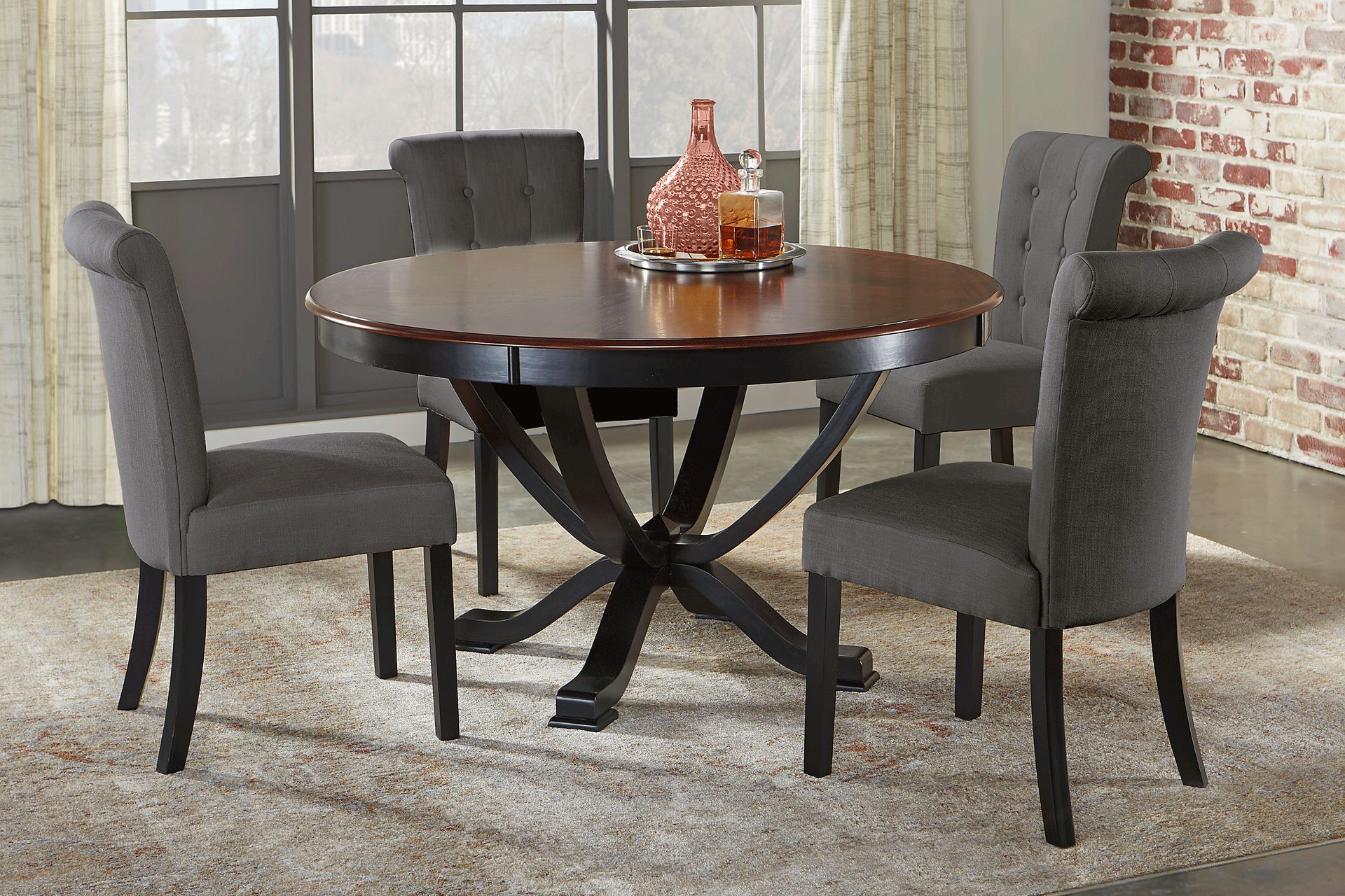 Orland Park Black 5 Pc Dining Set with Gray Chairs - Image 1
