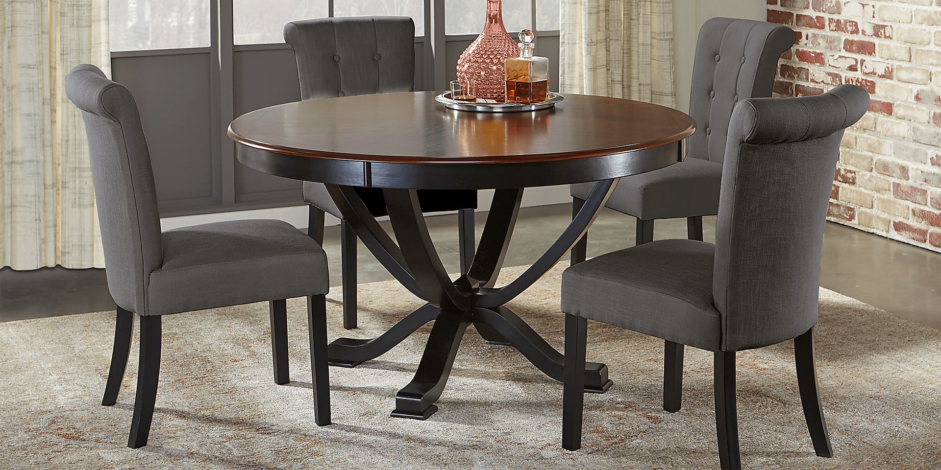 Orland Park Black 5 Pc Dining Set with Gray Chairs - Image 1